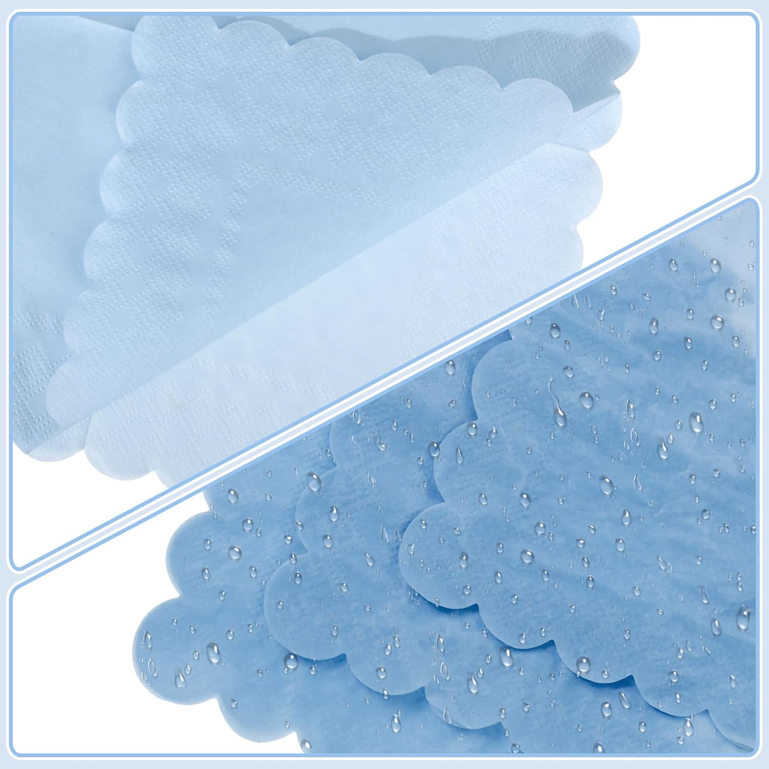 Thumbnail 4 de NatNarr 120-Piece Light Blue Scalloped Cocktail Napkins (5 x 5 Inch) for Baby Showers, Birthdays & Weddings