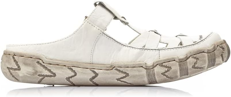 Detalle de Rieker Damen Clogs L0396 – Keilabsatz-Slipper mit Klettverschluss