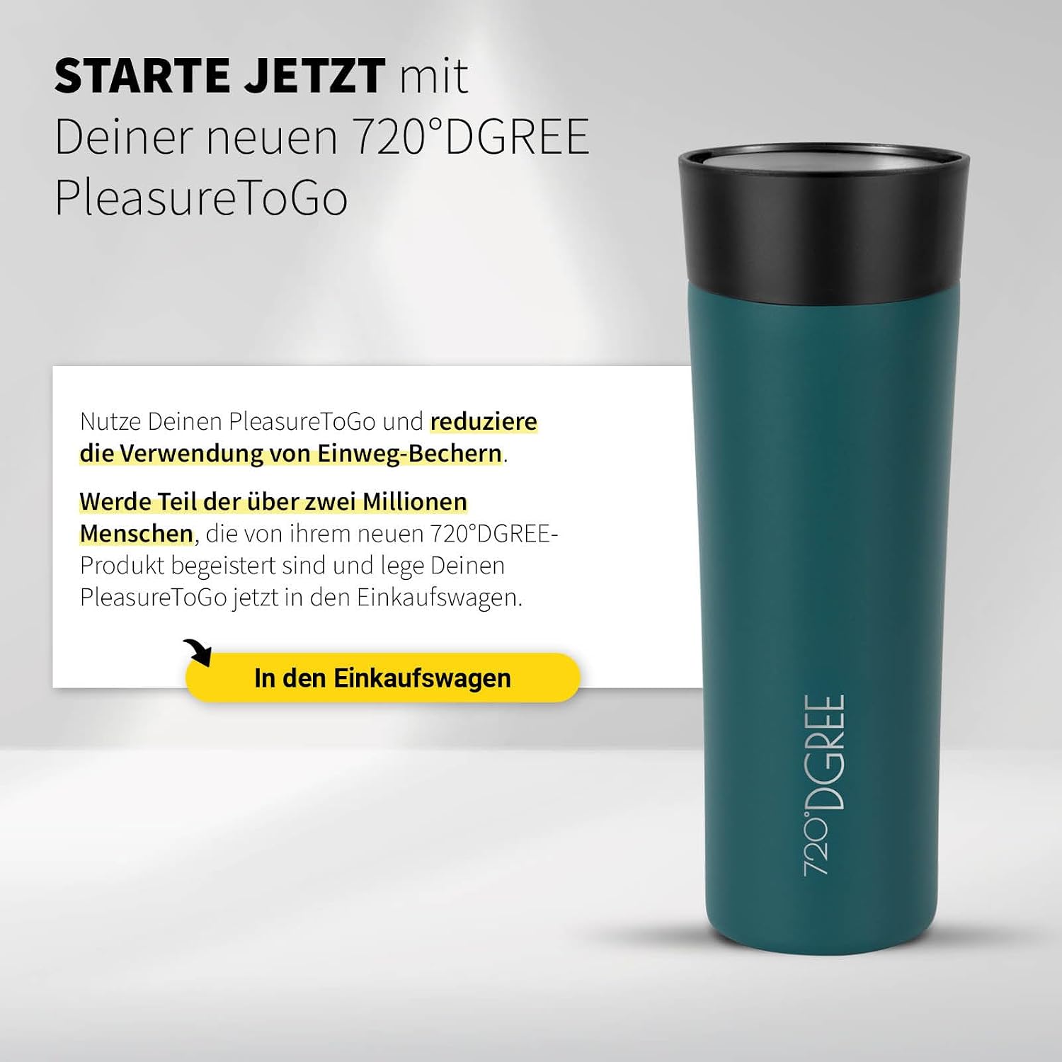 Detalle 2 de 720°DGREE Thermobecher PleasureToGo 2.0, 460 ml – schlanker Travel Mug mit 360°-Trinköffnung, BPA-frei