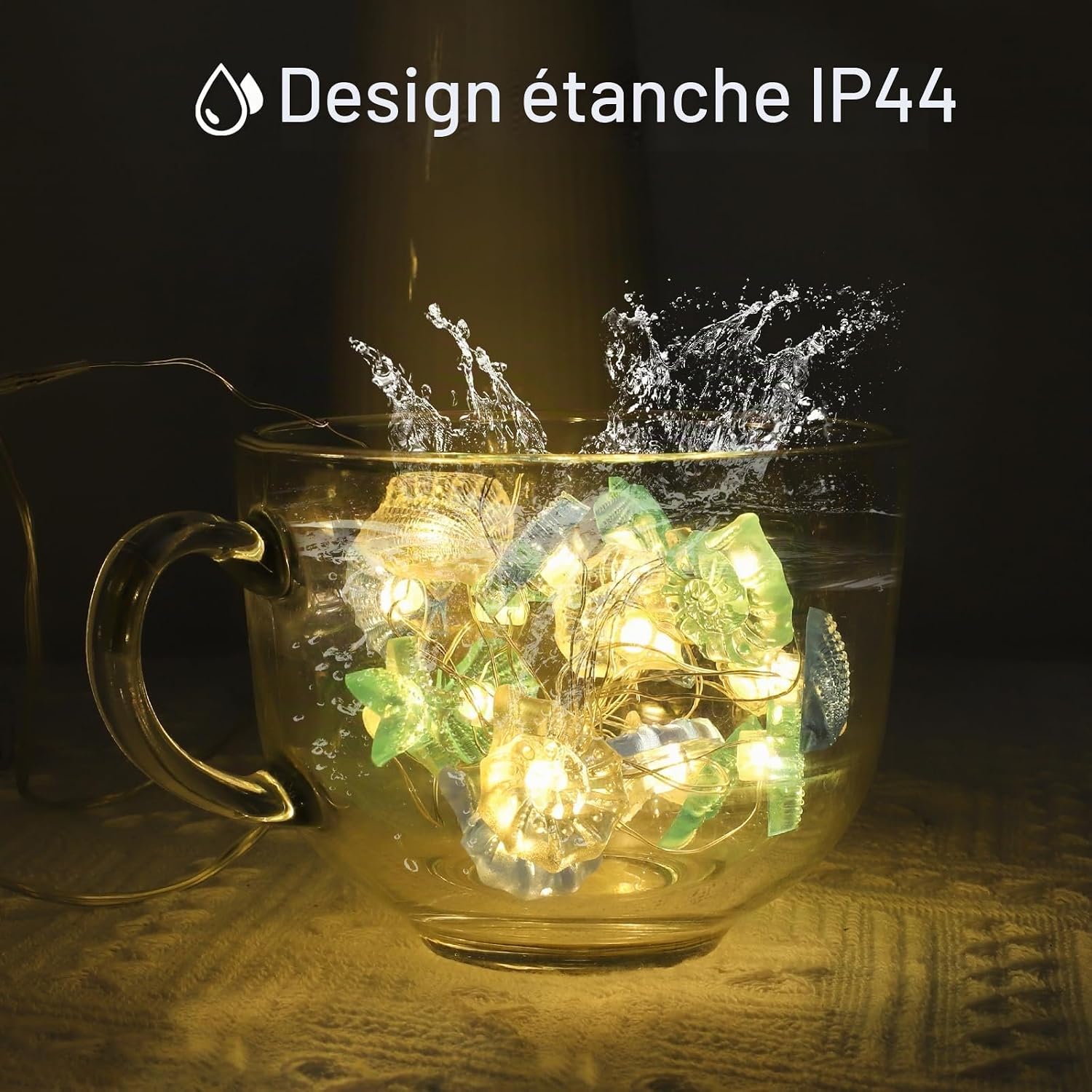 Detalle 2 de A.bigwhale lichtsnoer met schelpenmotief, 2 m, 20 warmwitte leds en timer