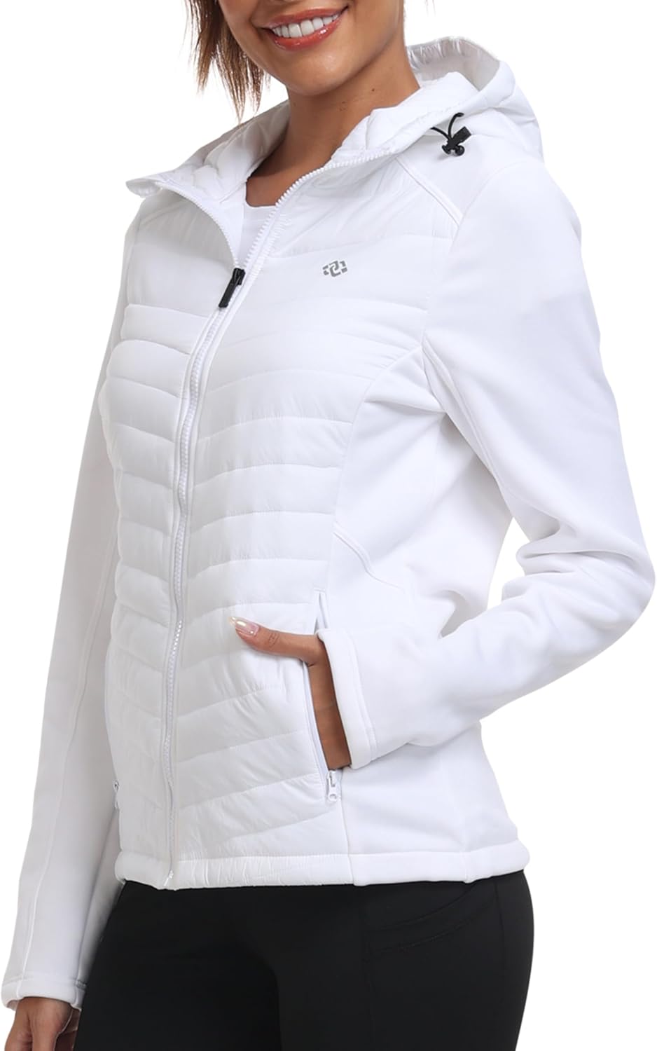 Detalle de MoFiz Women's Fleece-Lined Softshell Jacket with Hood, Stretch Fabric and 4 Pockets