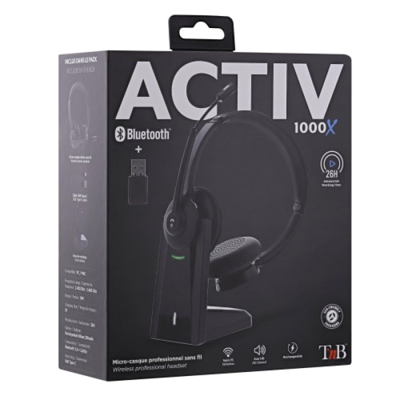 Thumbnail 1 de Auriculares TnB inalámbricos Bluetooth 2.4 GHz con base de carga y micrófono boom
