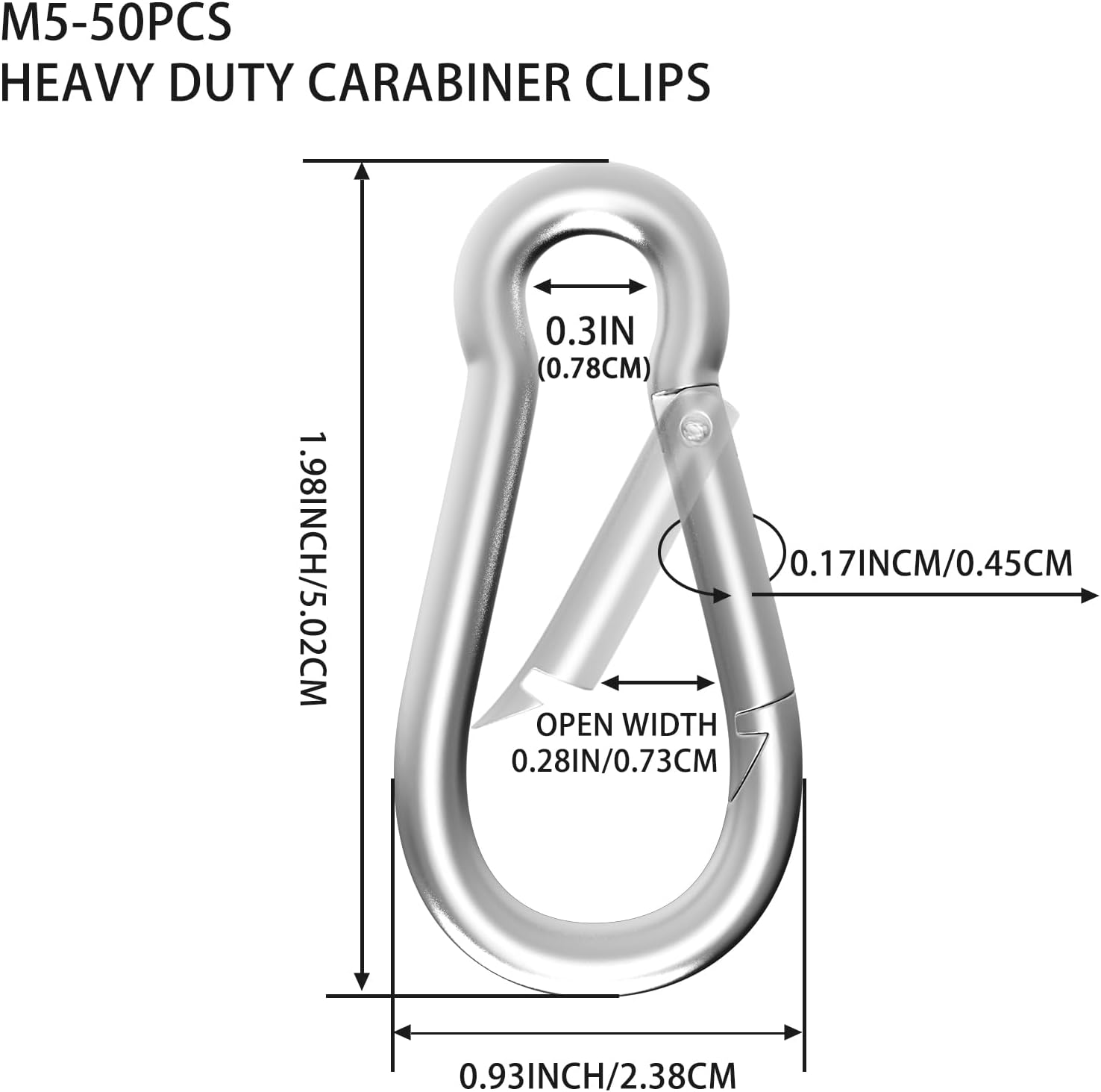 Detalle 2 de Carabiner spring hook 118KG, 6 cm 50 pack