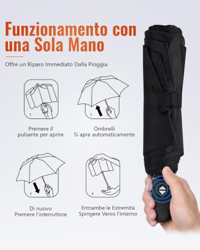 Thumbnail 6 de HW CASA Ombrello pieghevole antivento da 105 cm con apertura automatica