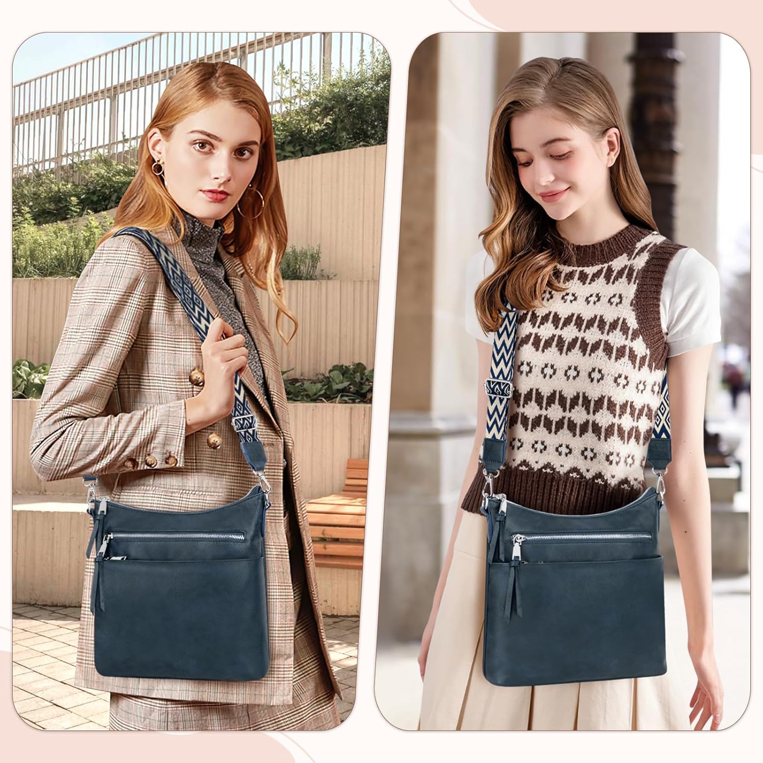 Detalle de LUROON Crossbody Bag for Women – Lightweight Medium PU Leather, Adjustable Wide Strap