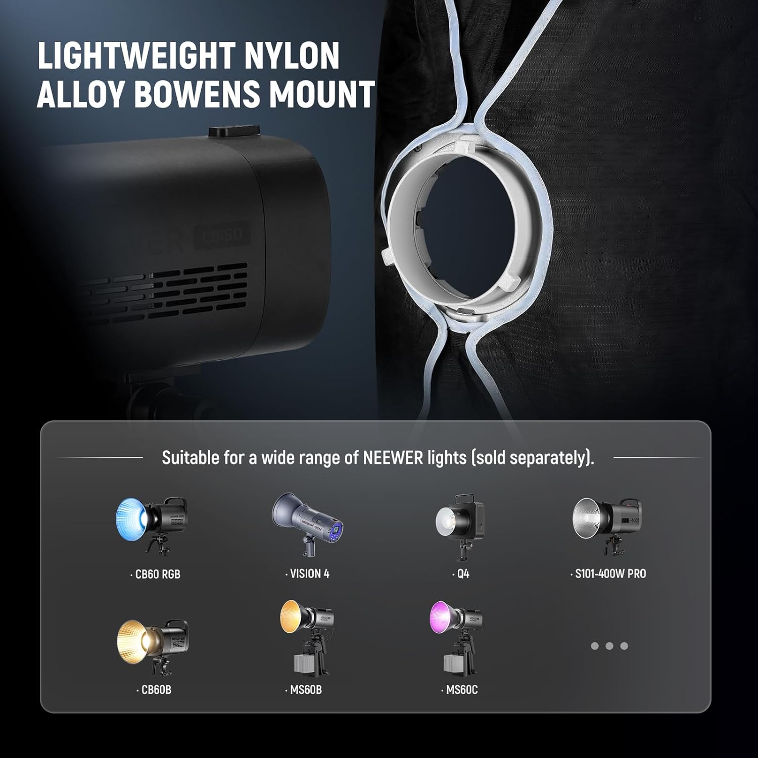 Thumbnail 5 de NEEWER Rectangular Softbox Kit 12" x 47" (30 x 120 cm) with Bowens Mount Diffusers and Grid