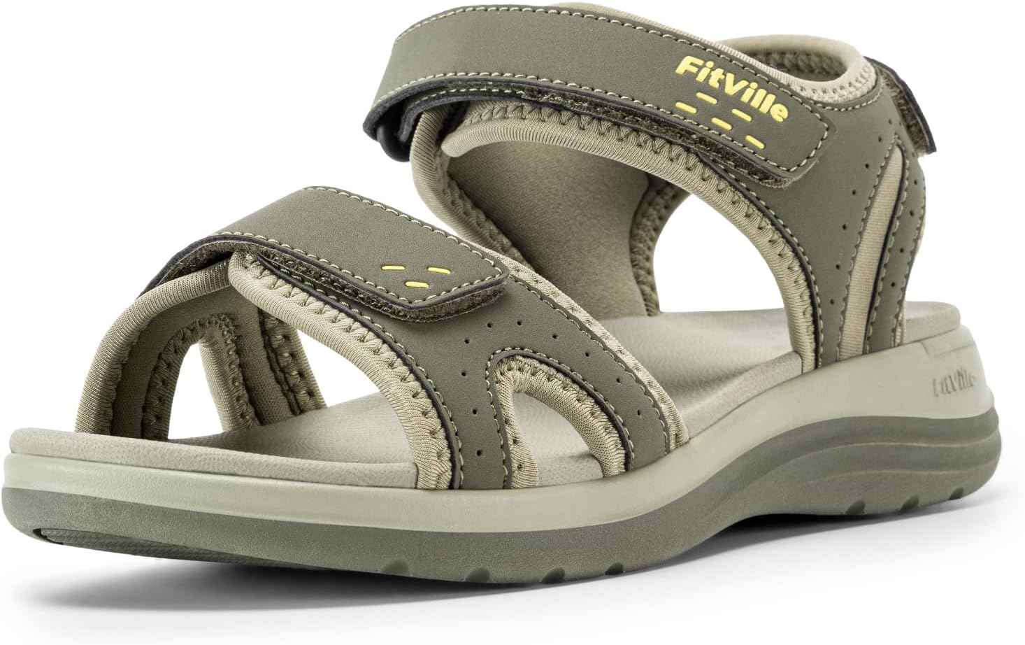 Detalle de FitVille Weit-Sandalen Damen – bequeme Sommer-Sandaletten mit verstellbarem Klettverschluss
