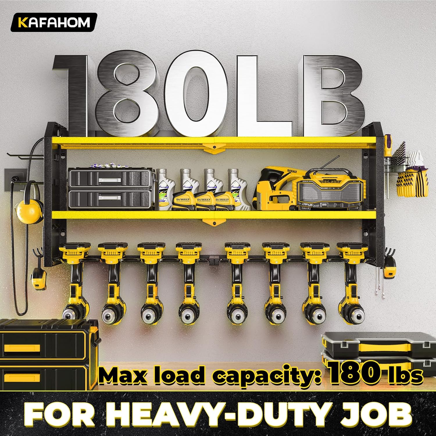 Thumbnail 5 de KAFAHOM Power Tool Organizer with Charging Station: Heavy-Duty Wall Mount for Garage