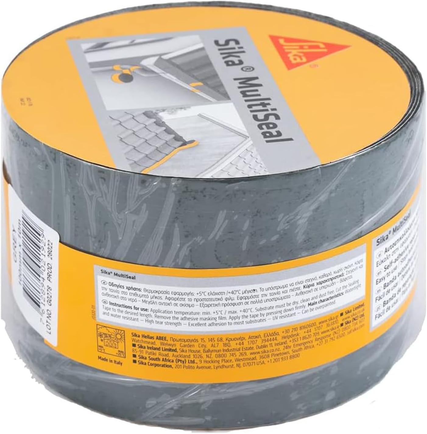 Detalle de SIKA Multiseal: Cinta selladora bituminosa autoadhesiva, Gris 100 mm x 10 m
