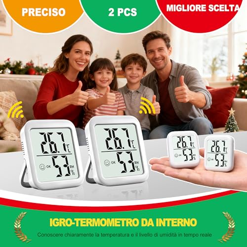 Thumbnail 6 de Antonki 2 pezzi Termometro Ambiente Interno e Igrometro Digitale – Monitor di Temperatura e Umidità per Casa, Asilo, Terrario e Serre