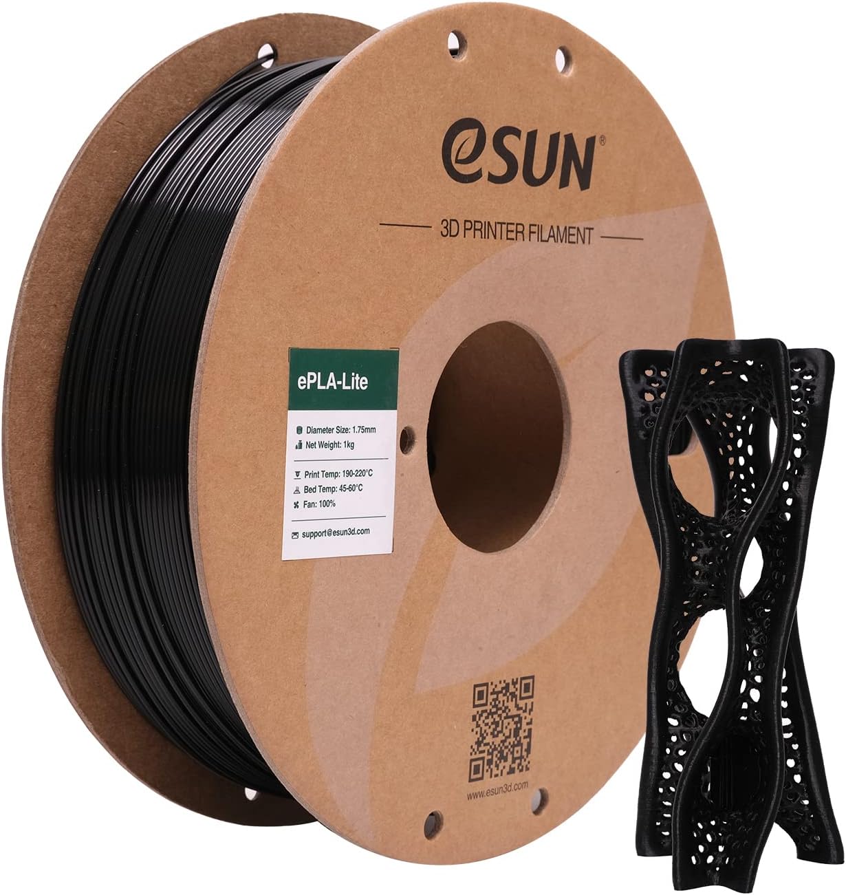 eSUN PLA Filament 1.75mm PLA Lite 1kg Schwarz