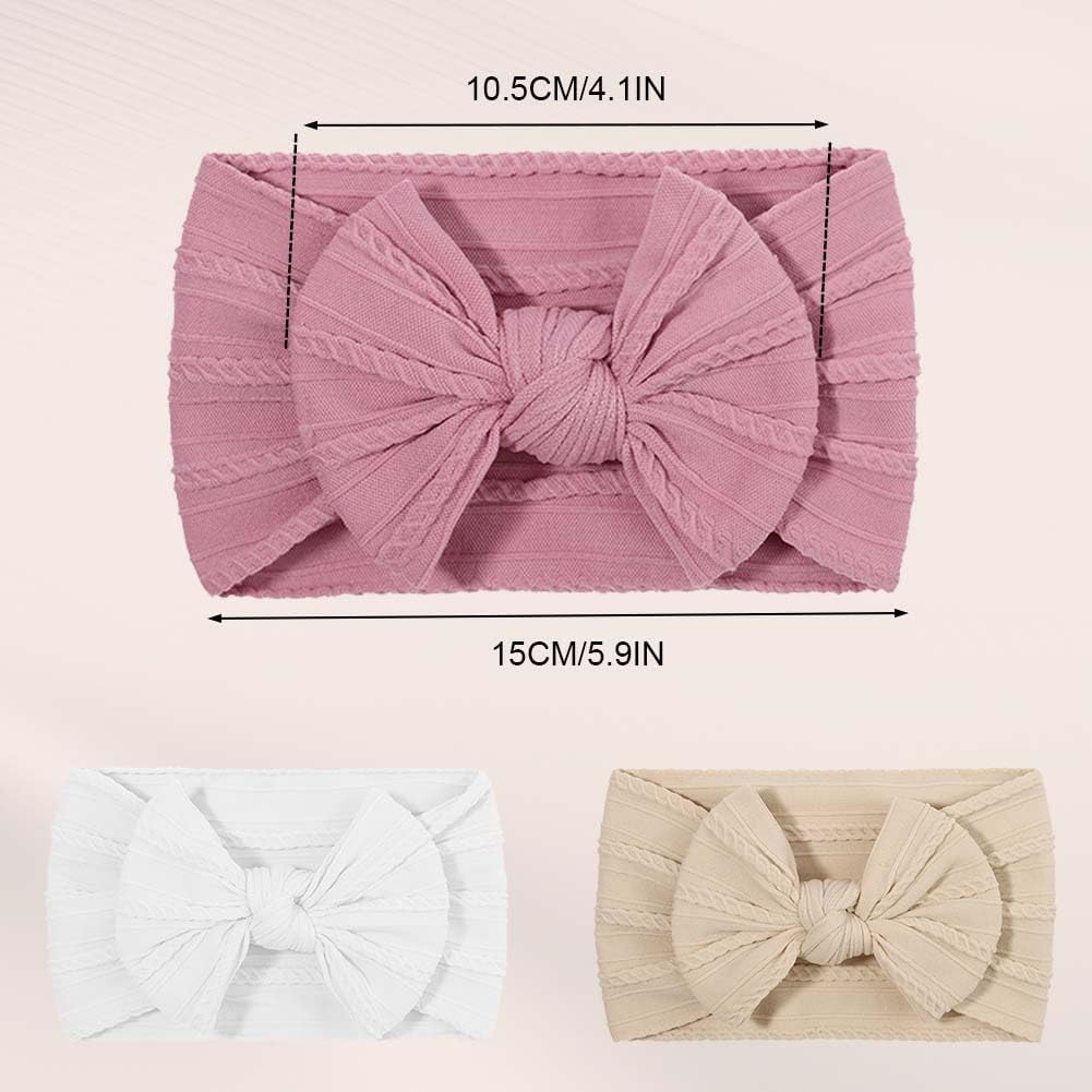 Thumbnail 1 de DiULi Fasce Bambina Neonata, Set da 3 Fasce con Fiocco in Nylon Elasticizzato – 0–3 Anni