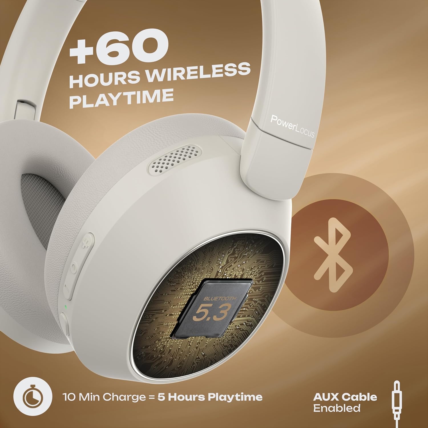 Thumbnail 4 de PowerLocus Universe Cuffie Wireless Over Ear con cancellazione attiva ibrida, fino a 60 ore e modalità trasparenza