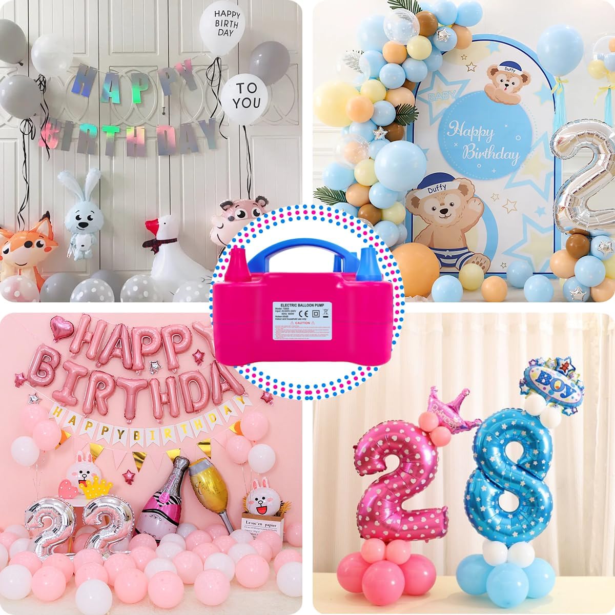 Thumbnail 6 de YEPVIE Elektrische Luftballonpumpe 600W – Set mit 14 Ballongirlande-Kits, 2 Inflationsmodi und Doppeldüse
