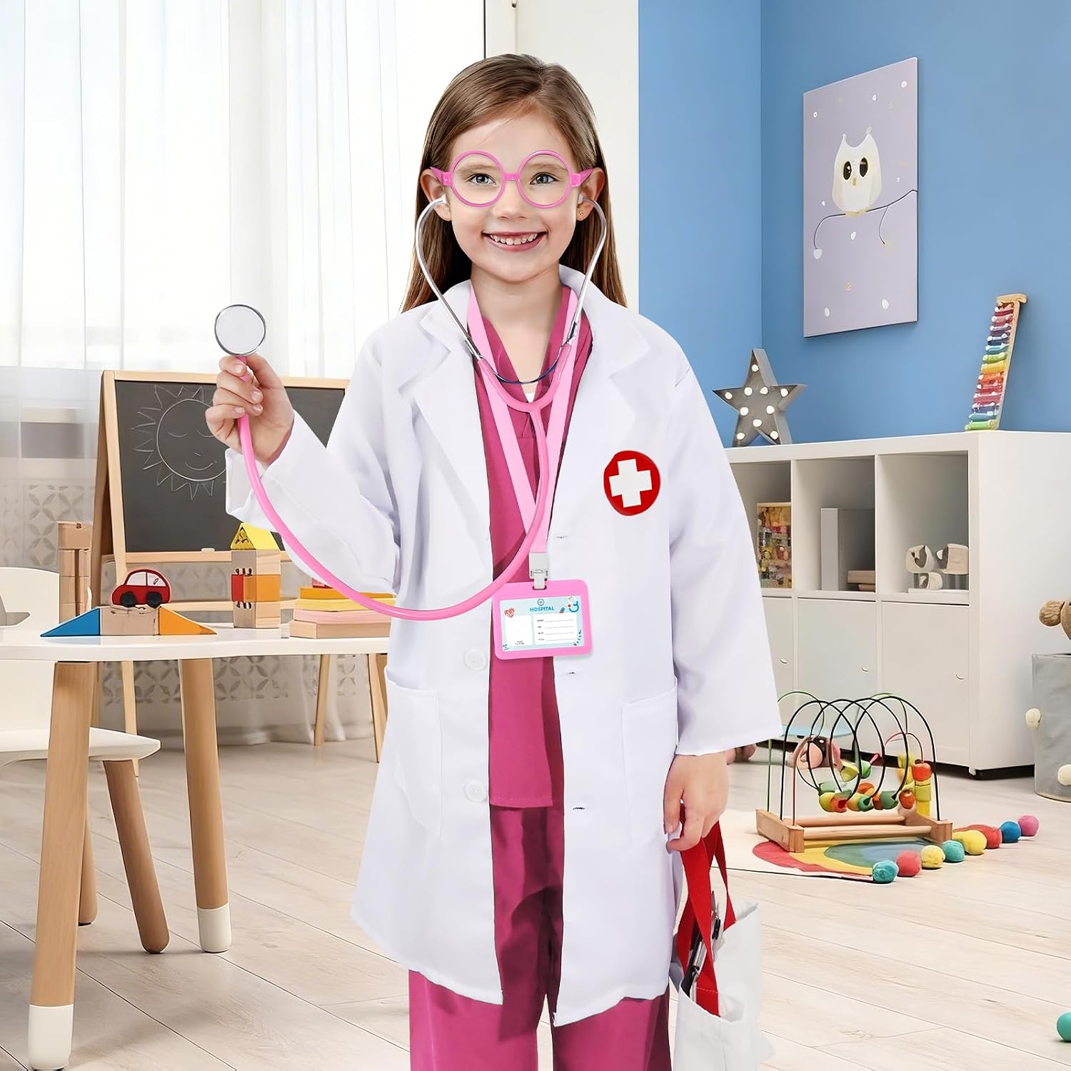 Thumbnail 4 de Wuclad 12-Piece Kids' Doctor Costume with Scrubs, Lab Coat and Stethoscope