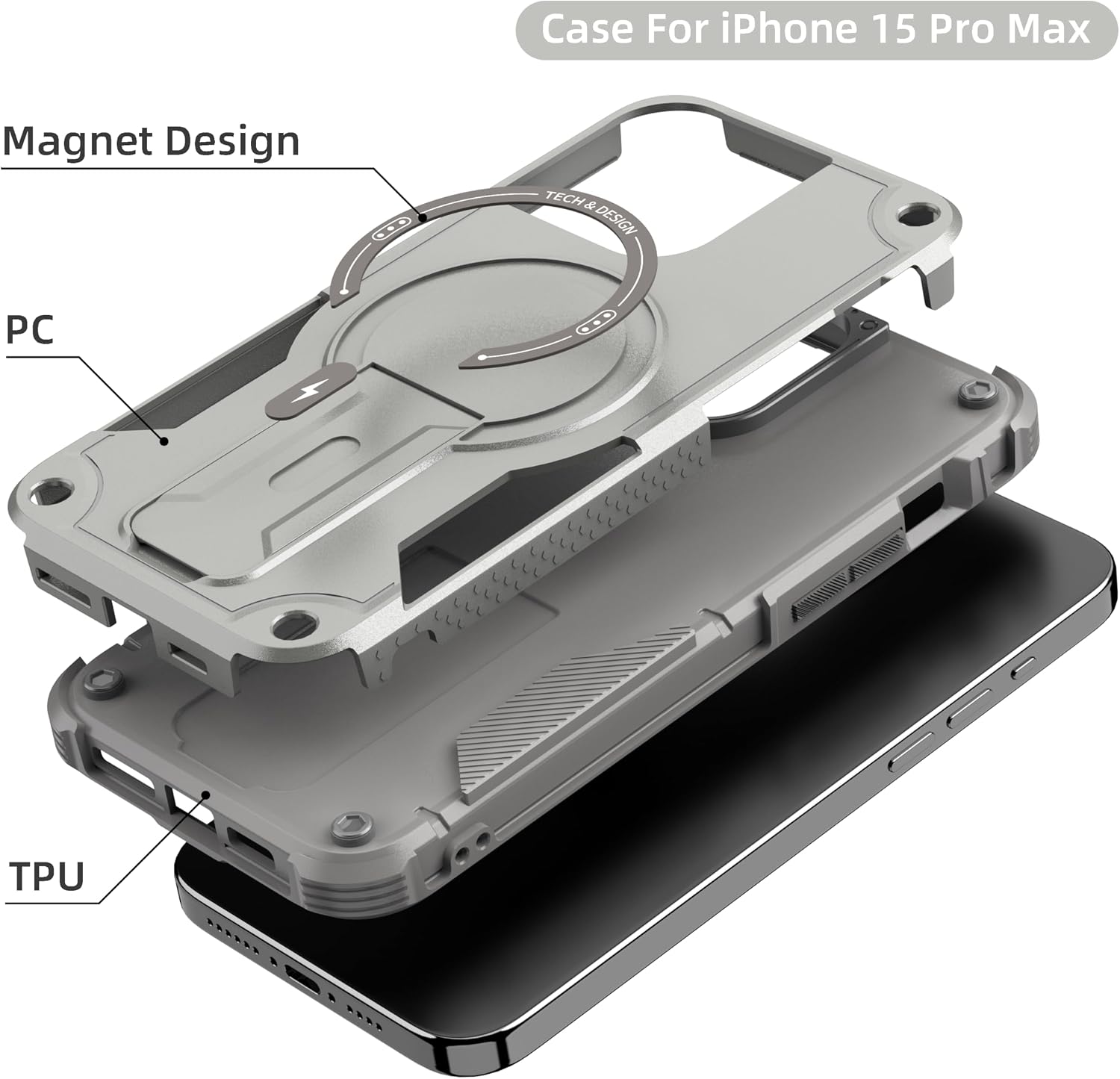 Thumbnail 6 de Tuvror iPhone 15 Pro Max magnetic case