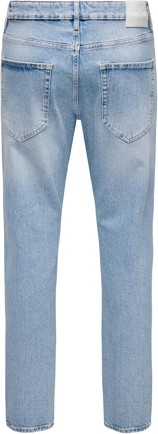 Detalle de Only & Sons Ruban Adhésif Onsyoke : Jeans Homme droit, denim délavé, 99% coton