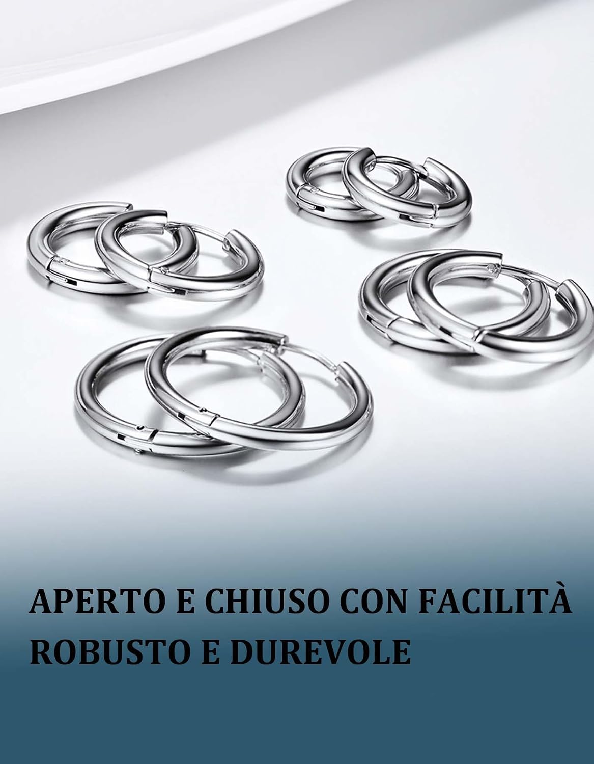 Detalle de PROSTEEL set di orecchini a cerchio da uomo unisex in acciaio 316L placcati oro e metallo nero (3 o 4 pezzi)