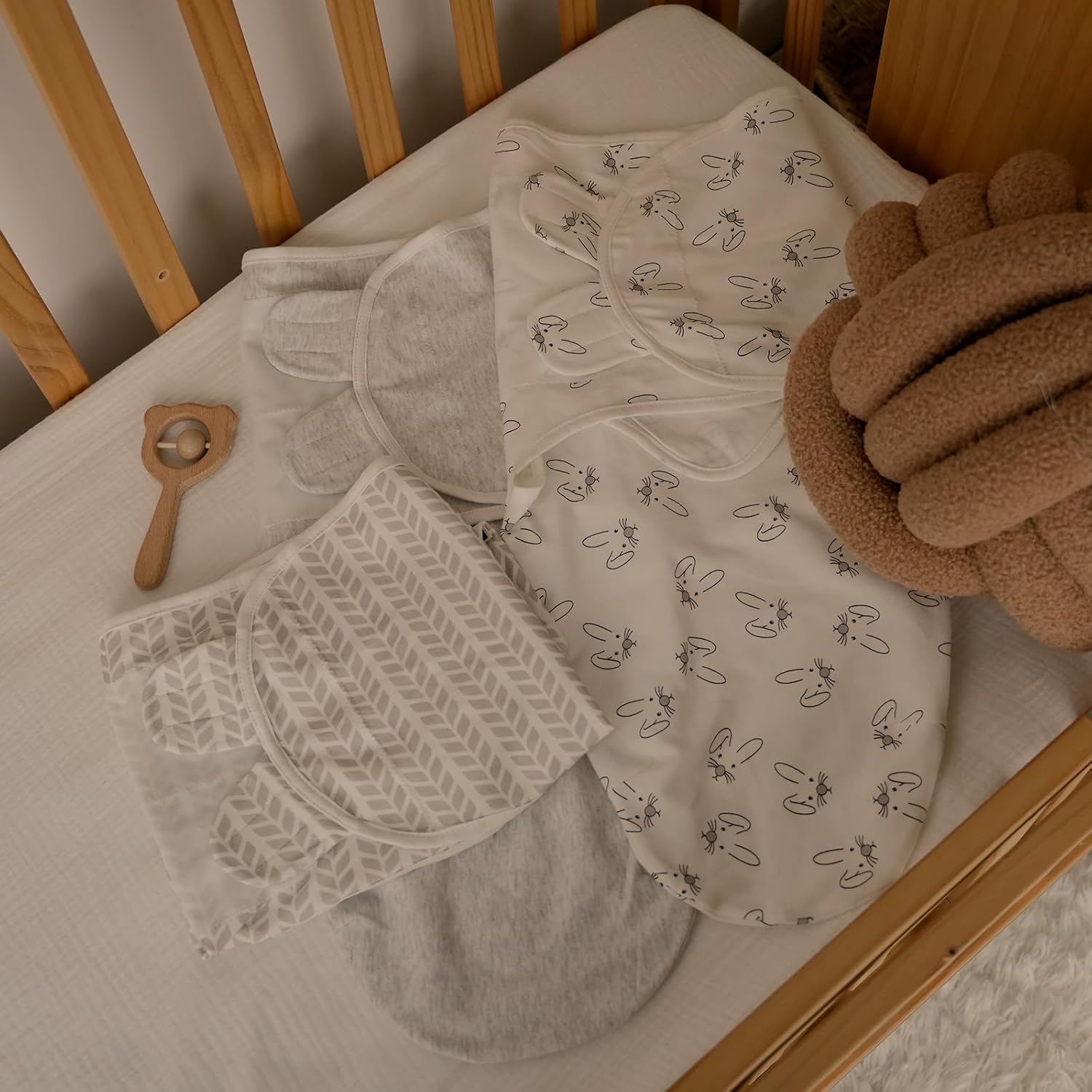 Thumbnail 6 de GLLQUEN BABY Baby Swaddle Wraps (0–3 months), Oeko-Tex 100 organic cotton, 3-pack (Bunny Land)