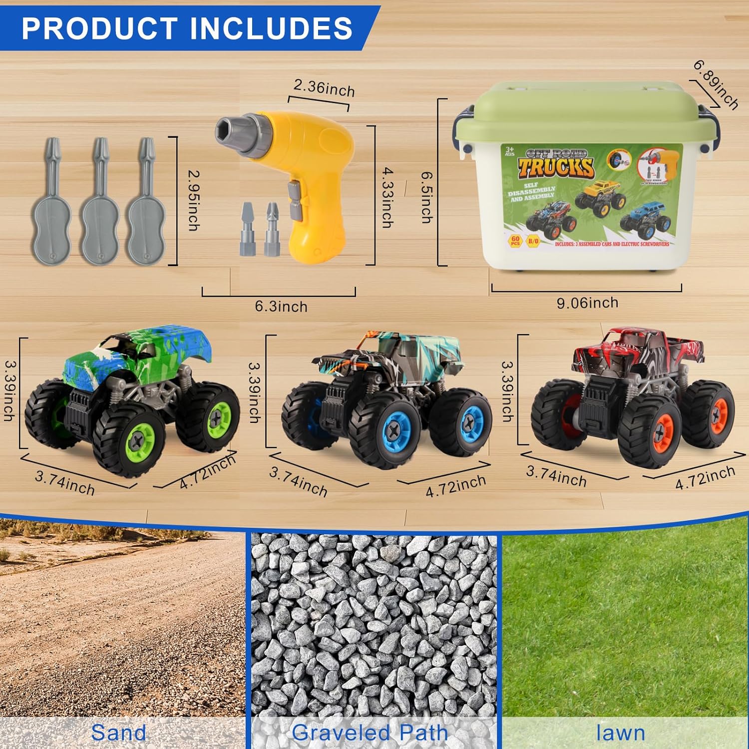 Thumbnail 5 de Trovogil Take Apart Monster Truck Toys for Kids (3–8): STEM Build-and-Play Set with Drill, Storage Box