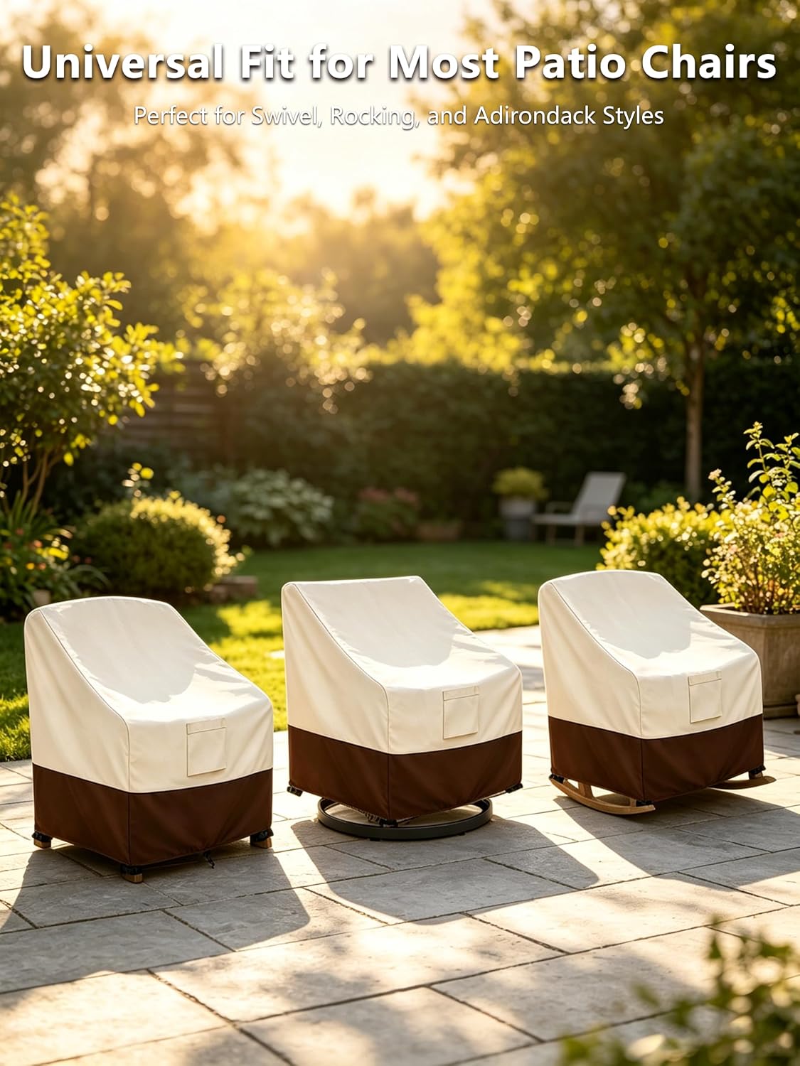 Detalle 1 de Bitubi 1010-ZS-2L Adirondack Chair Covers, Waterproof 2-Pack, up to 32 x 35 x 36 in