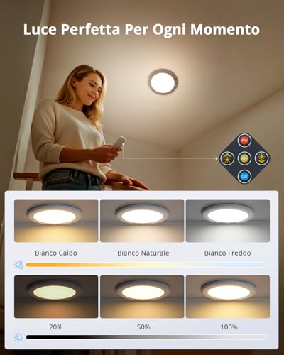 Detalle 2 de Combuh Lampada a Batteria con Sensore di Movimento e Controllo Remoto – Plafoniera LED Senza Fili per Garage e Spazi Privati