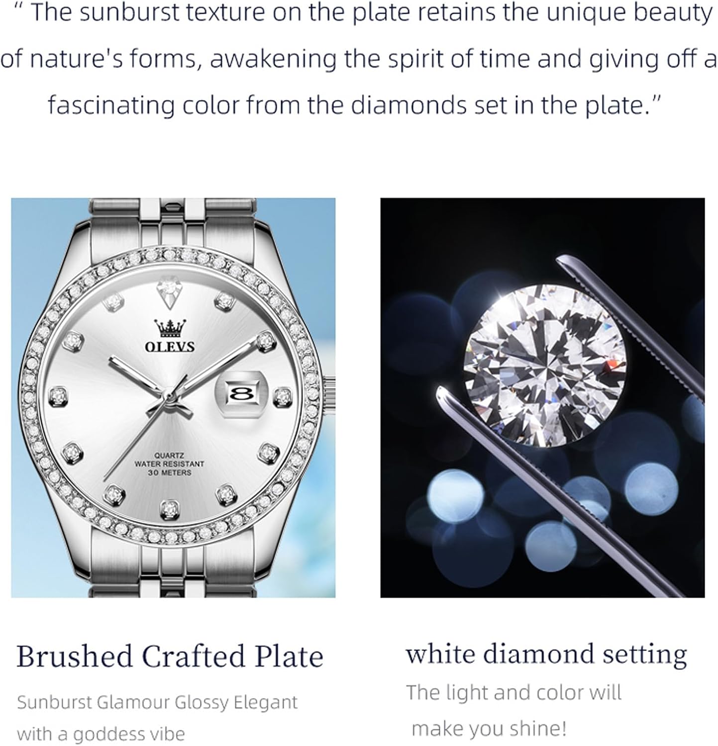Detalle de OLEVS Paar Uhr – romantische Analoge Quarzuhr für Damen & Herren, wasserdicht & leuchtend