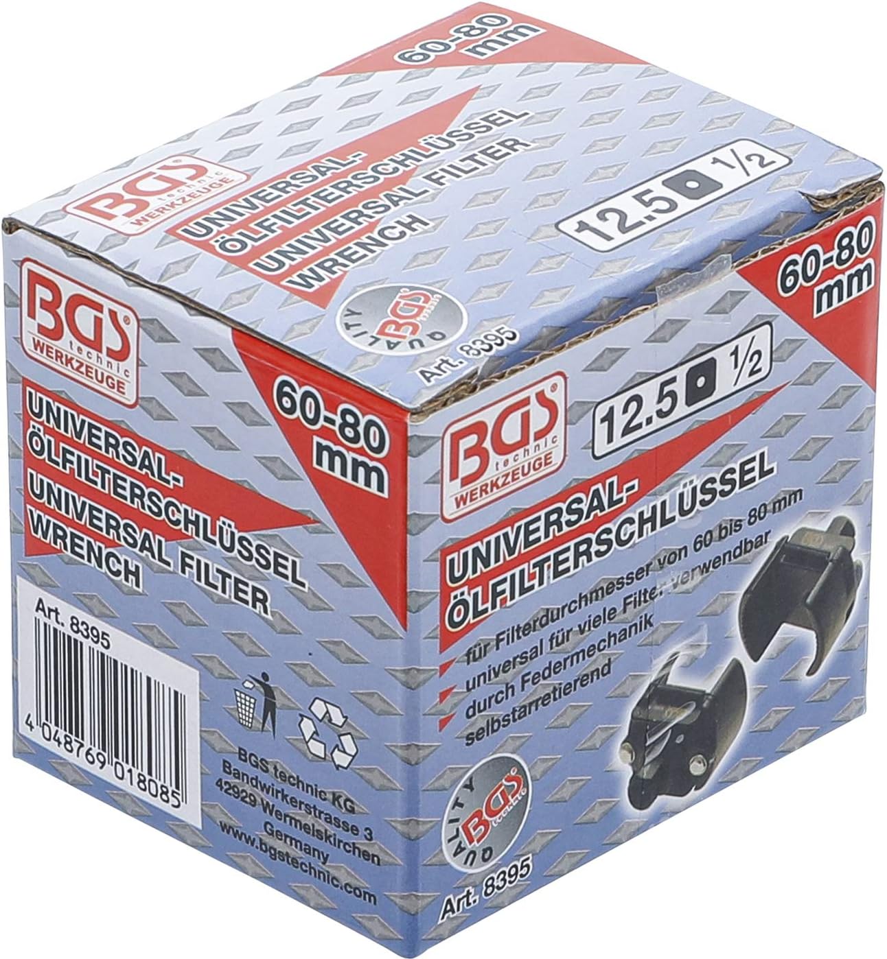 Thumbnail 3 de BGS 8395 Universal Oil Filter Wrench – 12.5 mm Drive, Ø60–80 mm