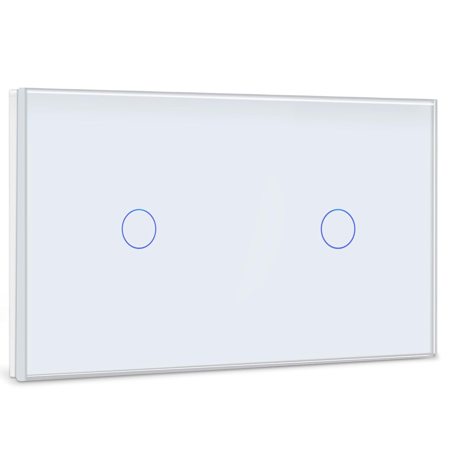 Detalle de BSEED Touch Lichtschalter 1-fach 1-polig (1-Weg) mit Glasfront, weiß – Berührungssensor für Wandmontage