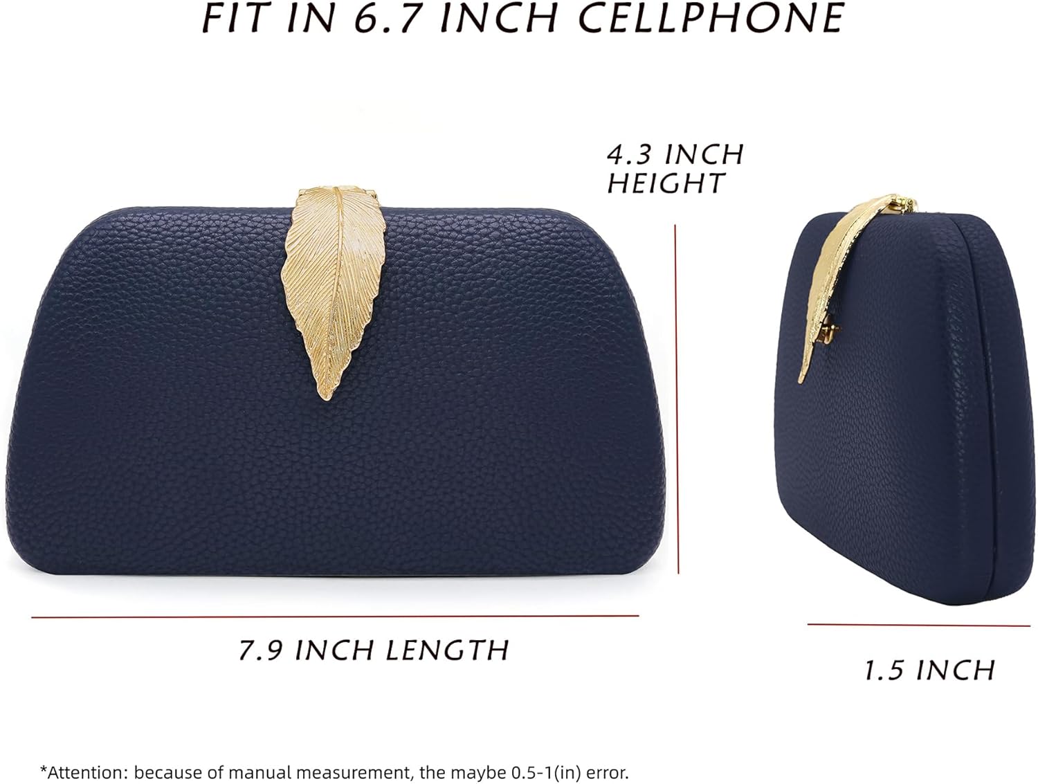 Thumbnail 1 de Milisente Suede Clutch Bag for Women with Metallic Leaf Clasp and Shoulder Chain
