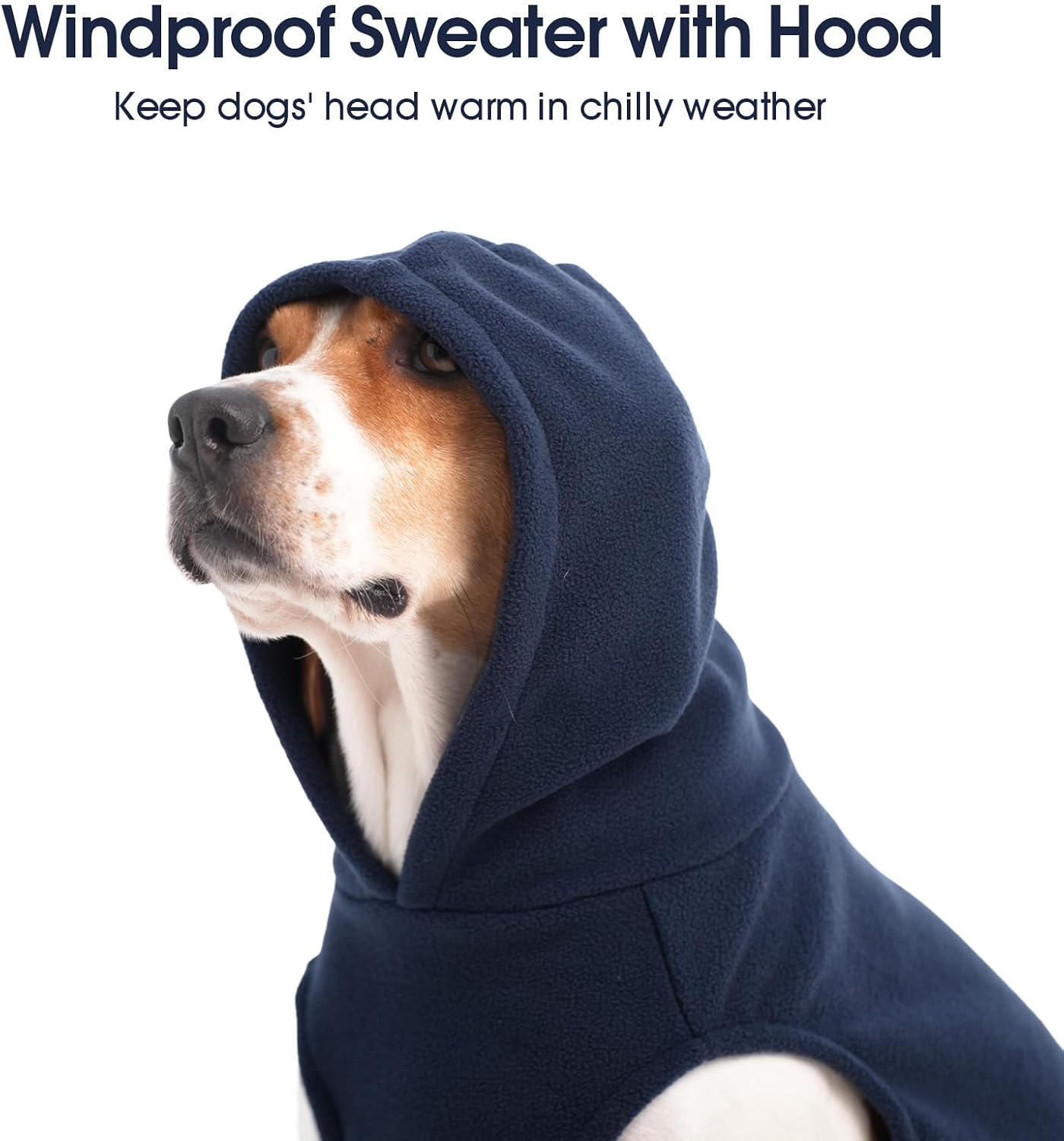 Detalle 2 de IECOii 4XL Dog Hoodie, Blue Fleece Pullover with Pocket and Leash Hole