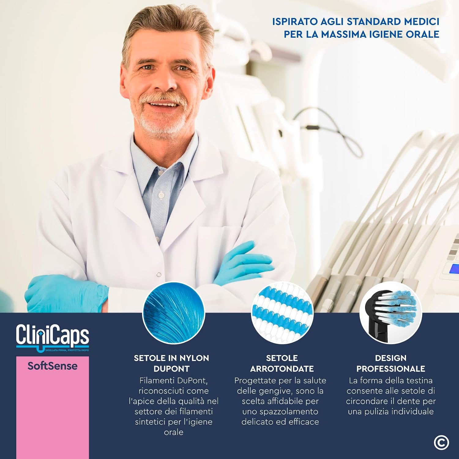 Thumbnail 5 de CliniCaps SoftSense: 4 testine morbide per spazzolino elettrico compatibile Oral-B, nere