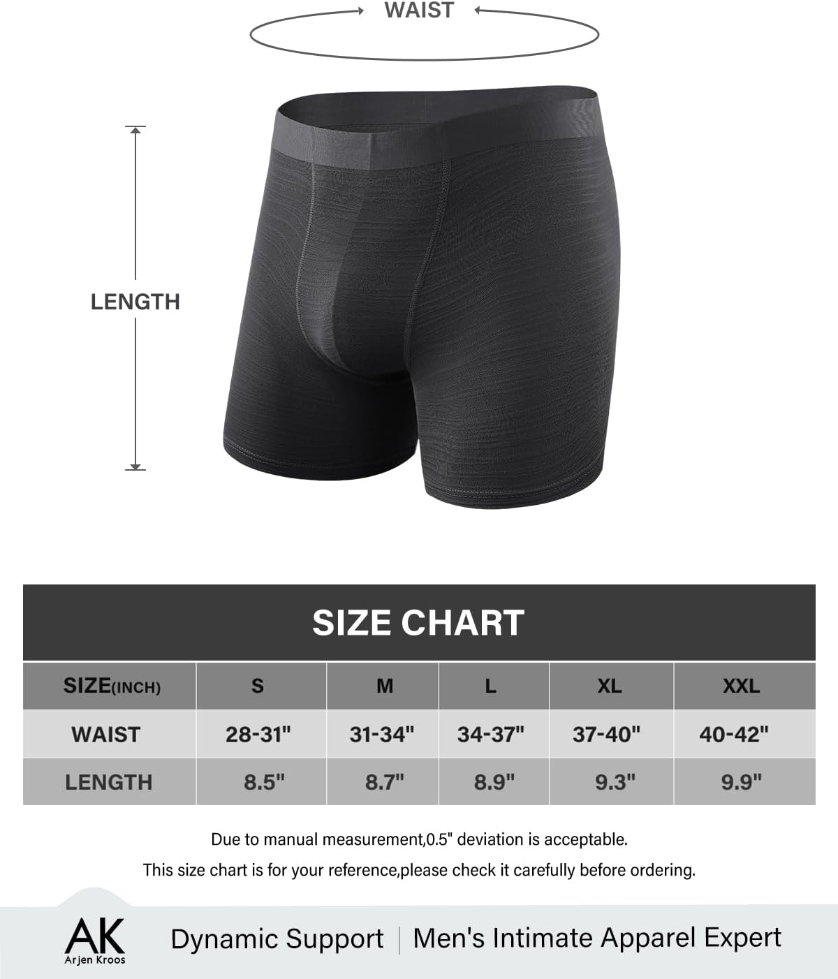 Detalle de Arjen Kroos Men’s Longer Leg Boxer Briefs – Pack of 3