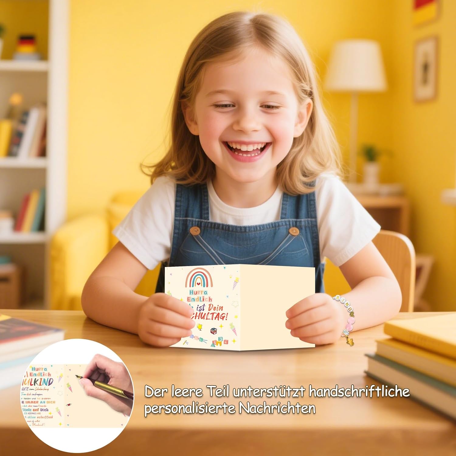 Detalle 2 de KUPITM6 Rechenkette Geschenk Einschulung – Glücksbringer für Mädchen, ABC-Lernen und Rechenglaspeerl