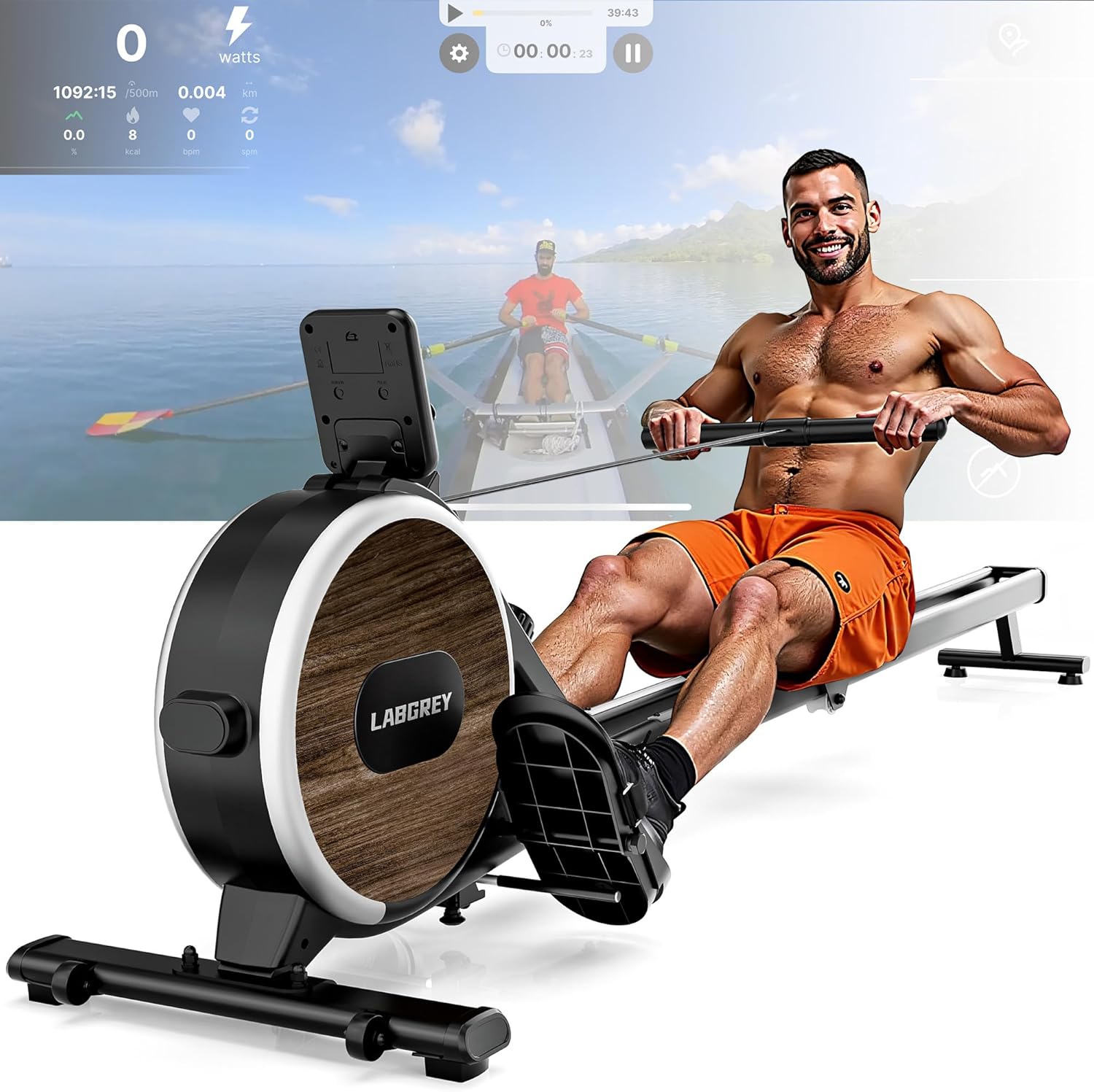 LABGREY magnetic rowing machine, 350LB capacity
