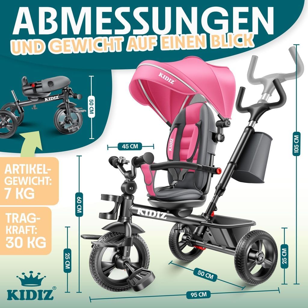 Thumbnail 6 de KIDIZ Dreirad 6in1 Kinderdreirad ab 9 Monaten