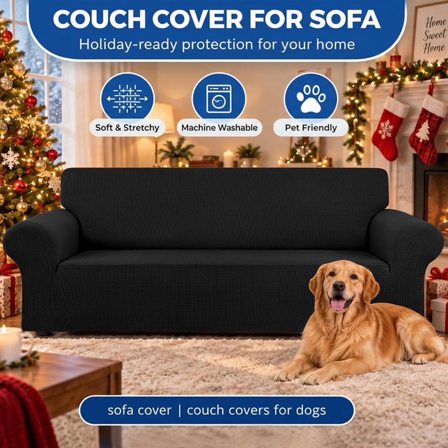 Detalle 2 de KEKUOU Stretch Sofa Cover 78"-94" ๐
