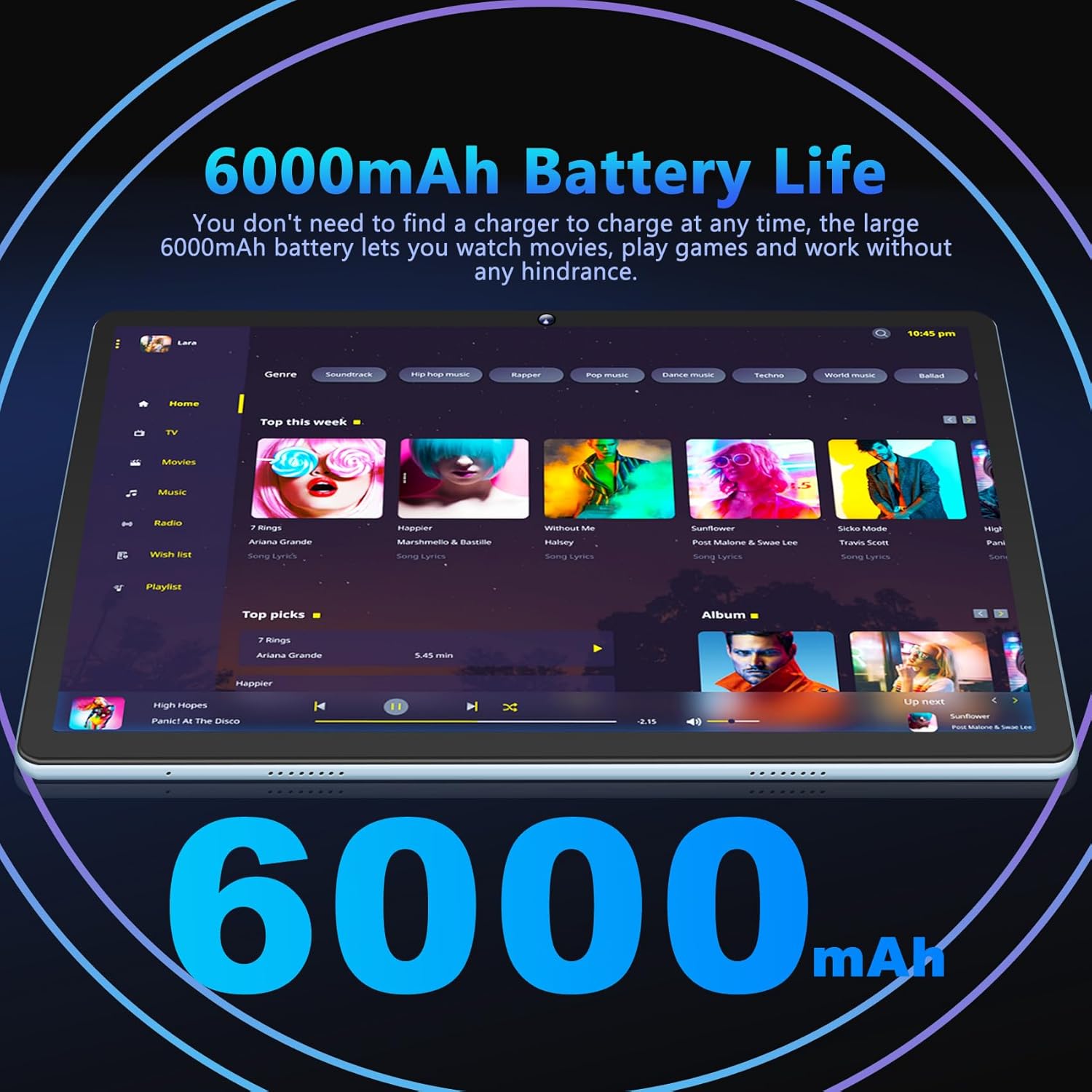 Thumbnail 5 de ZIOVO 2026 10-Zoll Android-13-Tablet mit 5G, 12GB RAM/128GB und Tastatur & Maus (Blau)