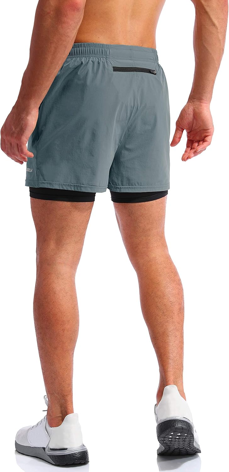 Thumbnail 3 de Pudolla Men’s 2 in 1 Running Shorts 5" Quick Dry with Phone Pockets