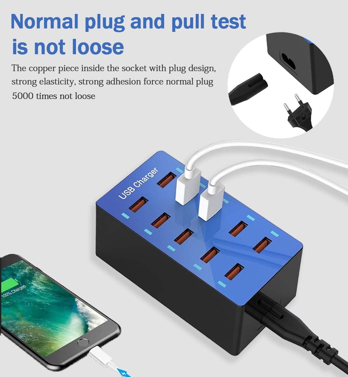 Detalle 2 de Caricatore USB 10 porte 50 W