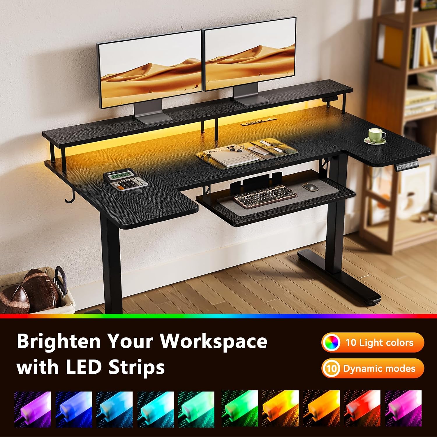 Thumbnail 6 de OffiGo U-Shaped Electric Standing Desk, 55-Inch