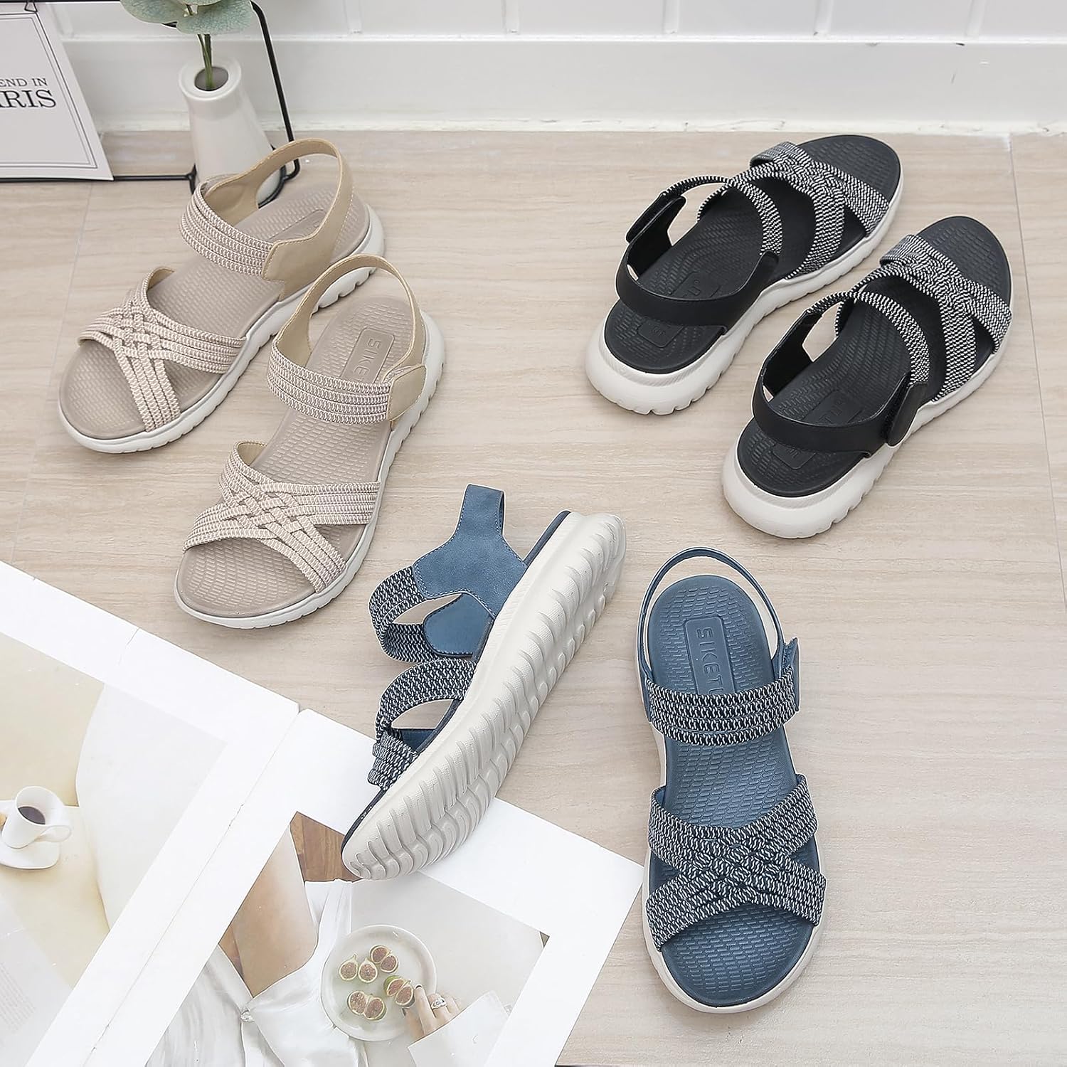 Thumbnail 6 de Meik Mangni Damen Sandalen – Wandersandalen mit rutschfester Sohle, Sommer Plateau