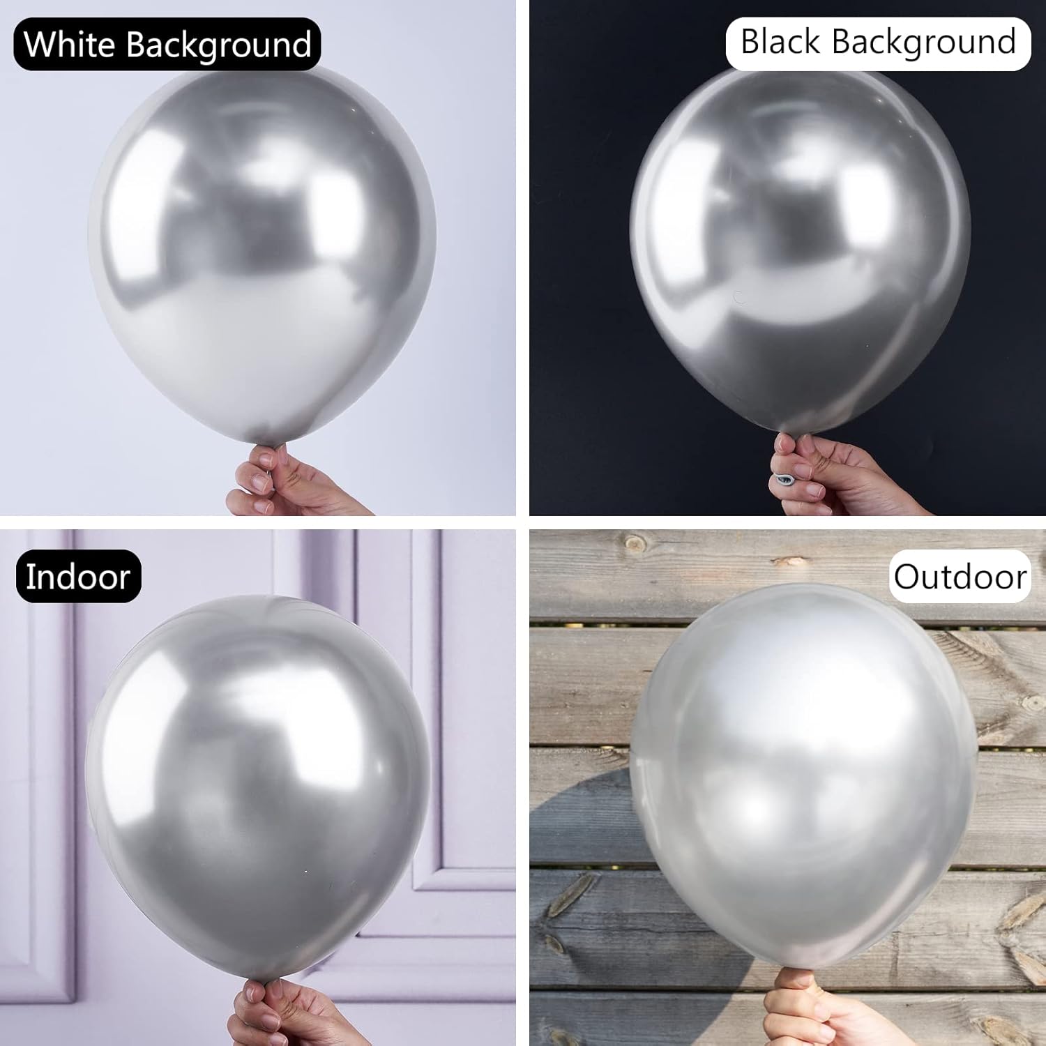 Thumbnail 2 de PartyWoo Silver Balloons 140 pcs: Mixed Sizes for standout Arch, Garland, and Centerpieces