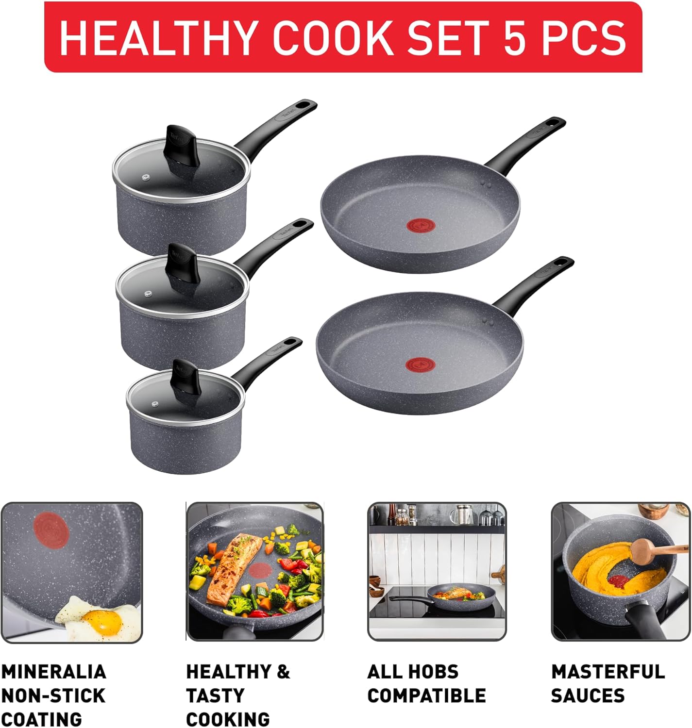 Thumbnail 2 de Tefal Healthy Cook On Cookware Set 24/28 cm