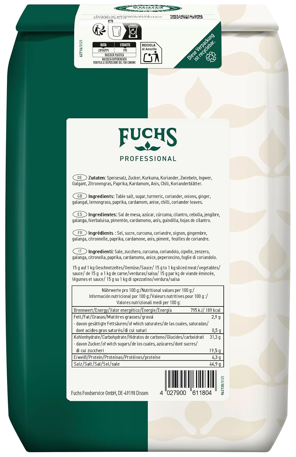 Thumbnail 1 de Fuchs Professional Asia- & Wok-Gewürzsalz (1,5 kg) – Gewürzsalz für aromatische Wok-Gerichte