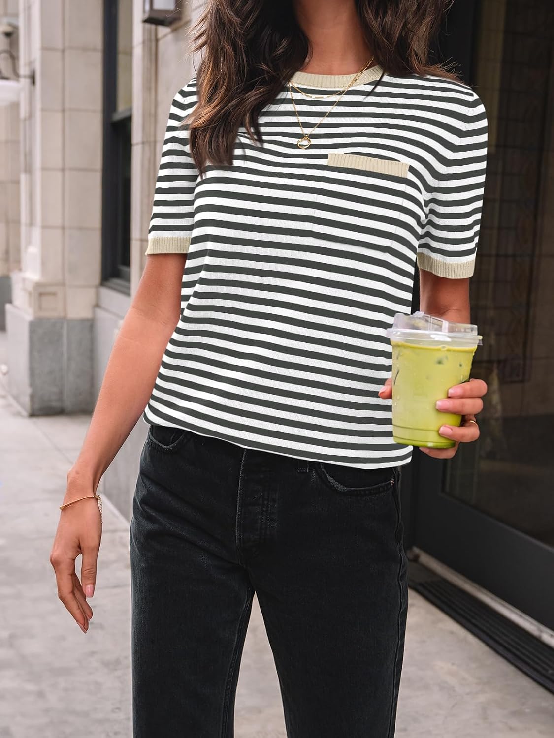Thumbnail 4 de LILLUSORY striped short sleeve sweater