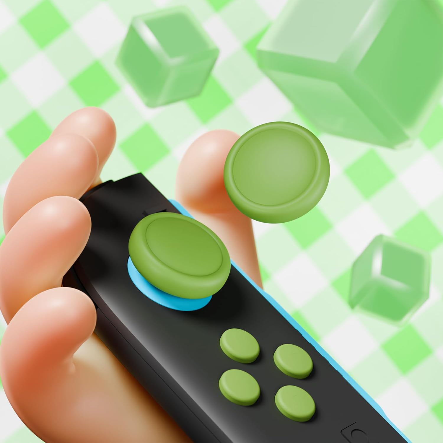 Detalle 2 de PlayVital Silicone Button Covers and Thumb Grip Set for Nintendo Switch 2 (Matcha Green)