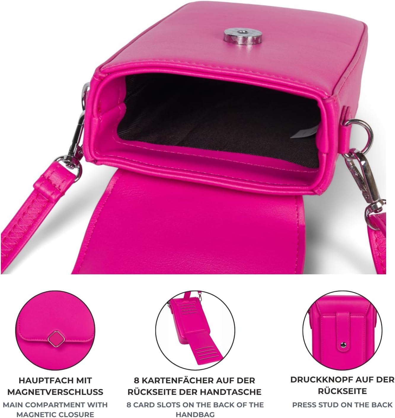 Detalle de styleBREAKER Donna Borsa a scatola tracolla Unicolor con chiusura magnetica e 8 scomparti per carte