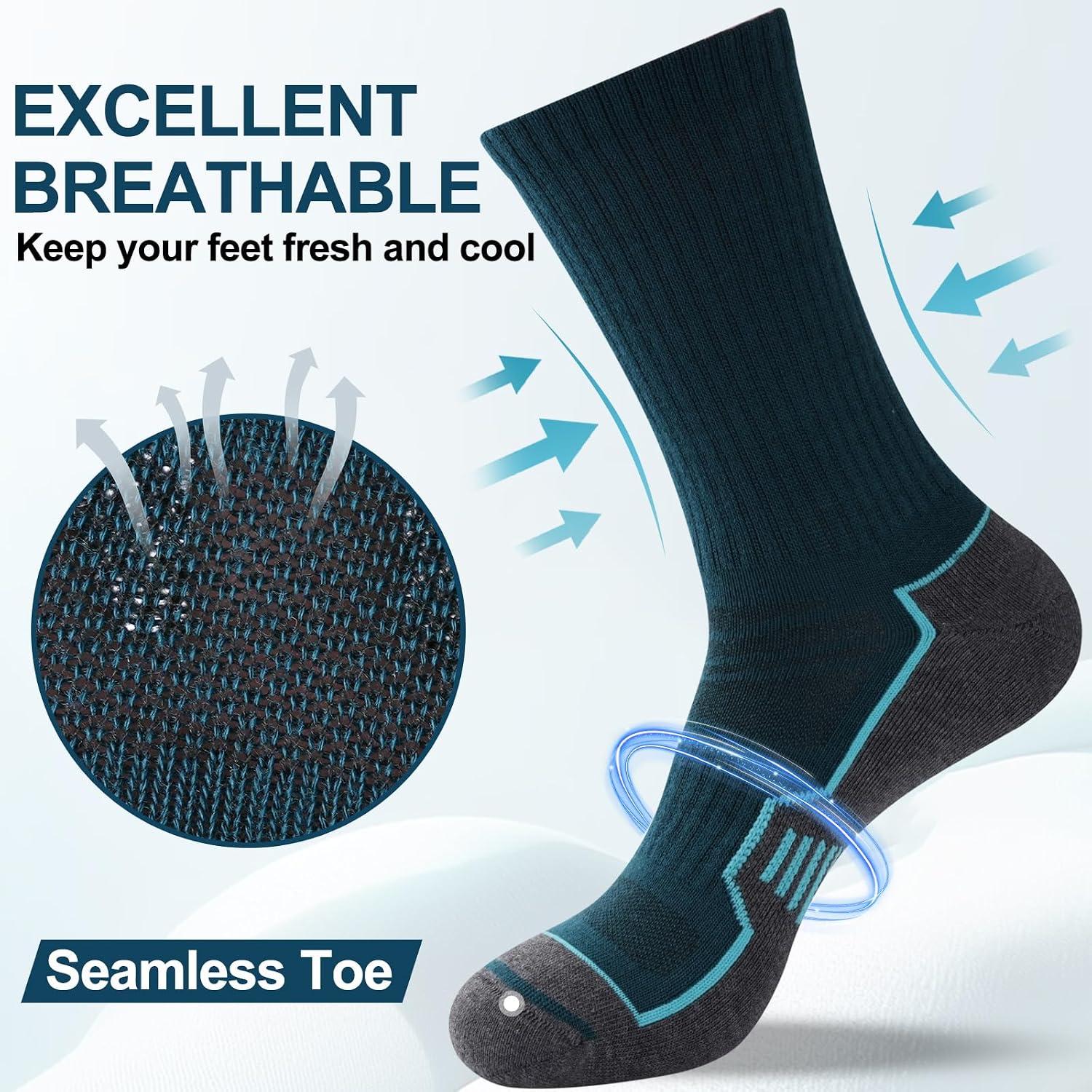 Detalle de ILovDaisy Mens Sports Socks 9-12 6-8: Cushioned, Breathable Crew Socks for Every Active Day