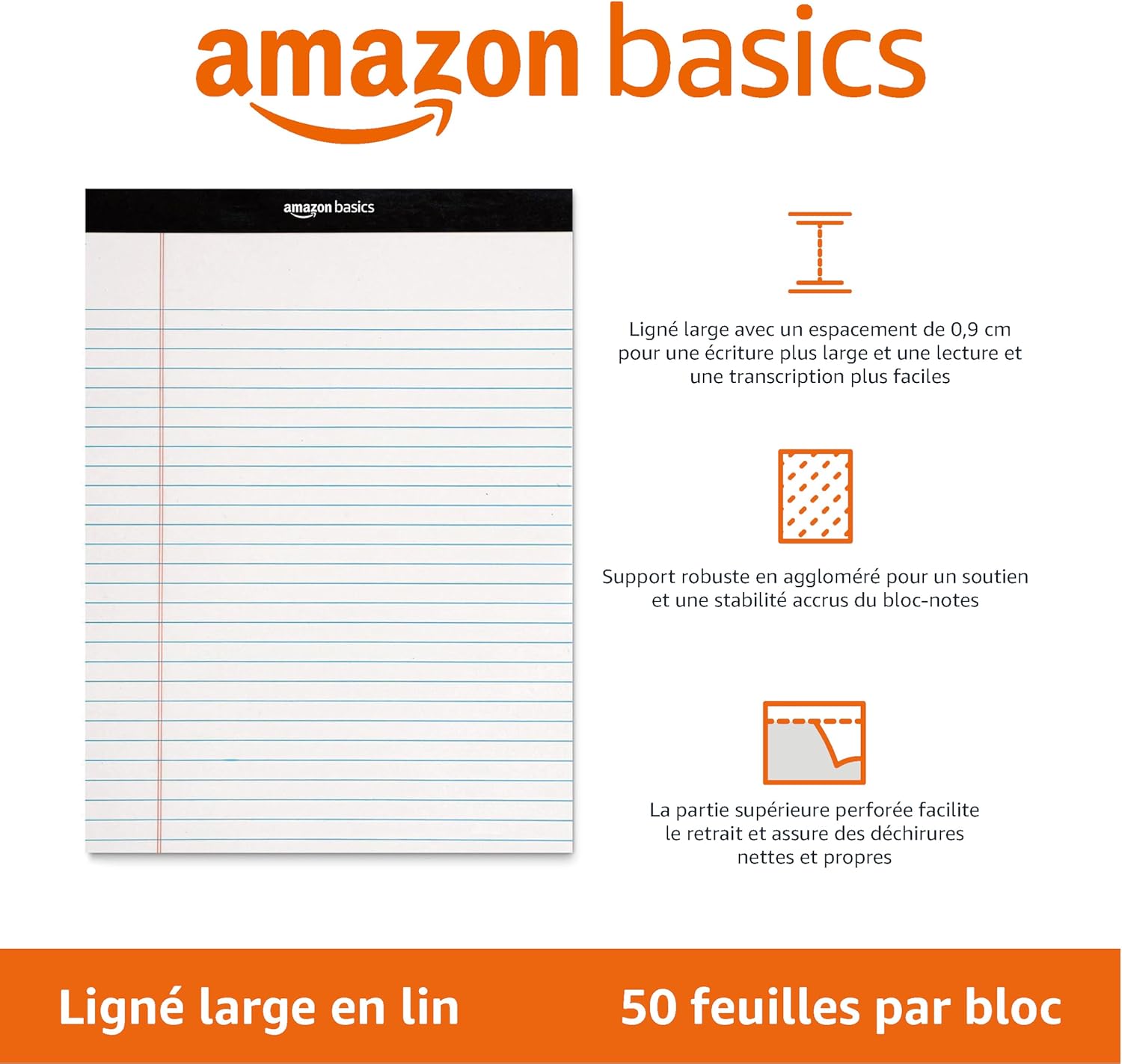 Thumbnail 1 de Amazon Basics Blocs-notes lignés 21,6 x 29,8 cm — 12 unités, 50 feuilles chacun